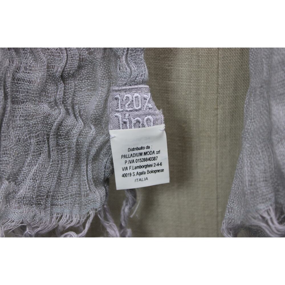120% LINO 100% Linen Scarf Italy Grey Long Rectangle w/ Fringed 70” x 17“ - Picture 4 of 9